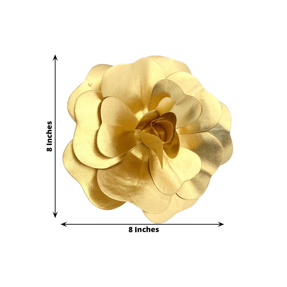 4 Packs Of Simulated Golden Rose Flower Wall Decoration 8" - YauSpark