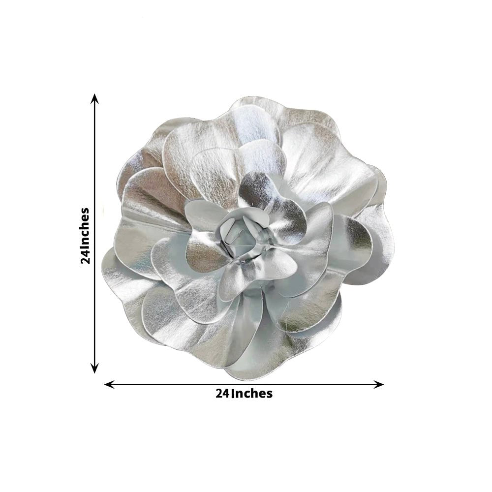 4 Packs Of Simulated Sliver Rose Flower Wall Decoration 24" - YauSpark