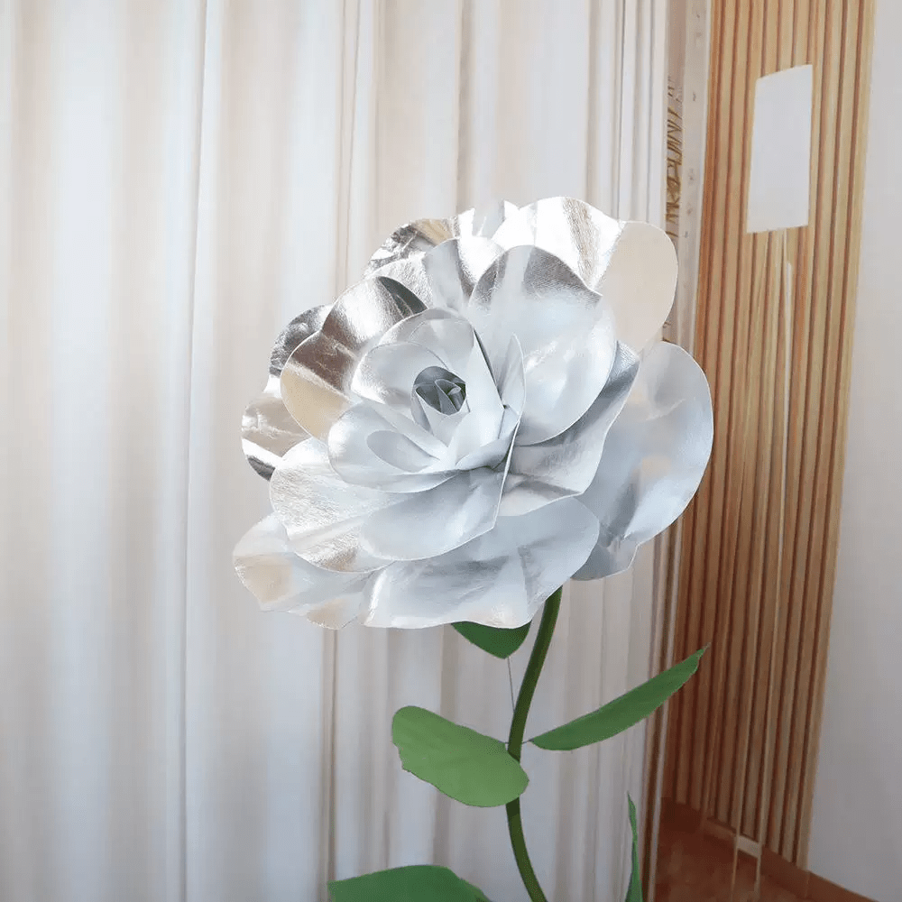 4 Packs Of Simulated Sliver Rose Flower Wall Decoration 24" - YauSpark