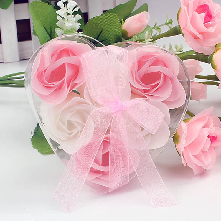 4 Pc 24 Pcs Scented Rose Soap Heart Shaped Party Favors Pink - YauSpark