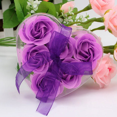 4 Pc 24 Pcs Scented Rose Soap Heart Shaped Party Favors Purple - YauSpark