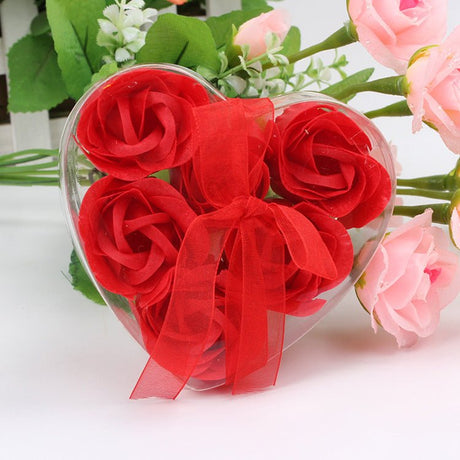4 Pc 24 Pcs Scented Rose Soap Heart Shaped Party Favors Red - YauSpark