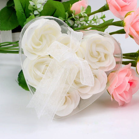 4 Pc 24 Pcs Scented Rose Soap Heart Shaped Party Favors White - YauSpark