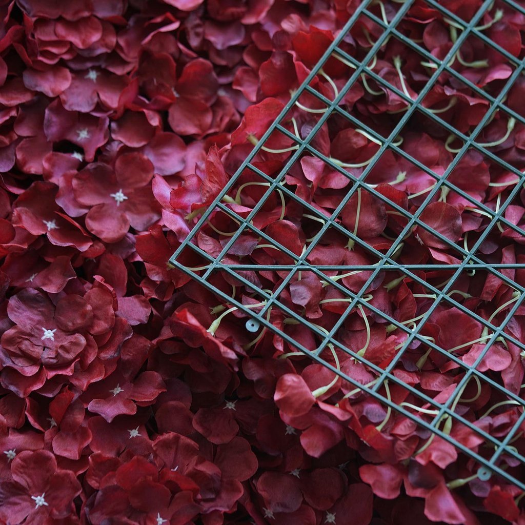 4 Pc Hydrangea Flower Wall Mat Backdrop 11 Sq ft Burgundy - YauSpark
