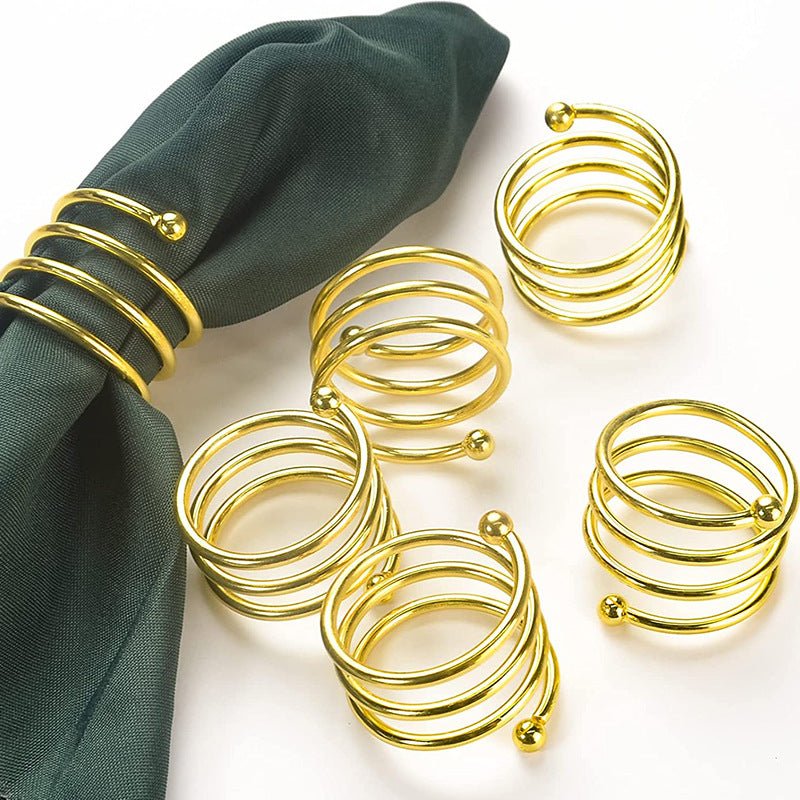 4 Pc Plated Spiral Aluminum Napkin Rings Gold - YauSpark