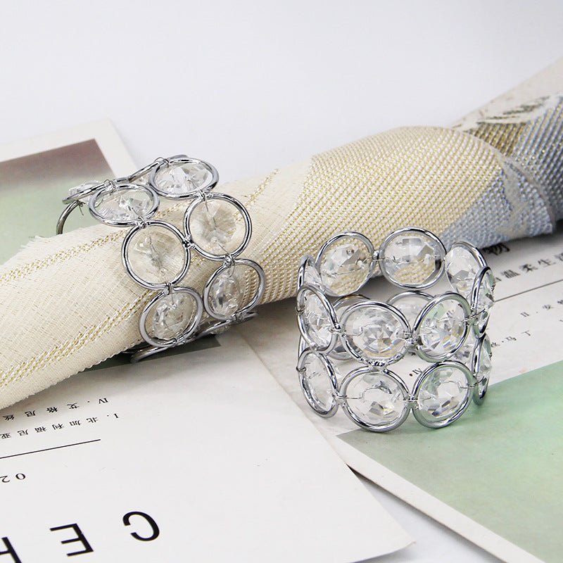 4 Pc Shiny Acrylic Crystal Gem Beaded Napkin Rings Silver - YauSpark