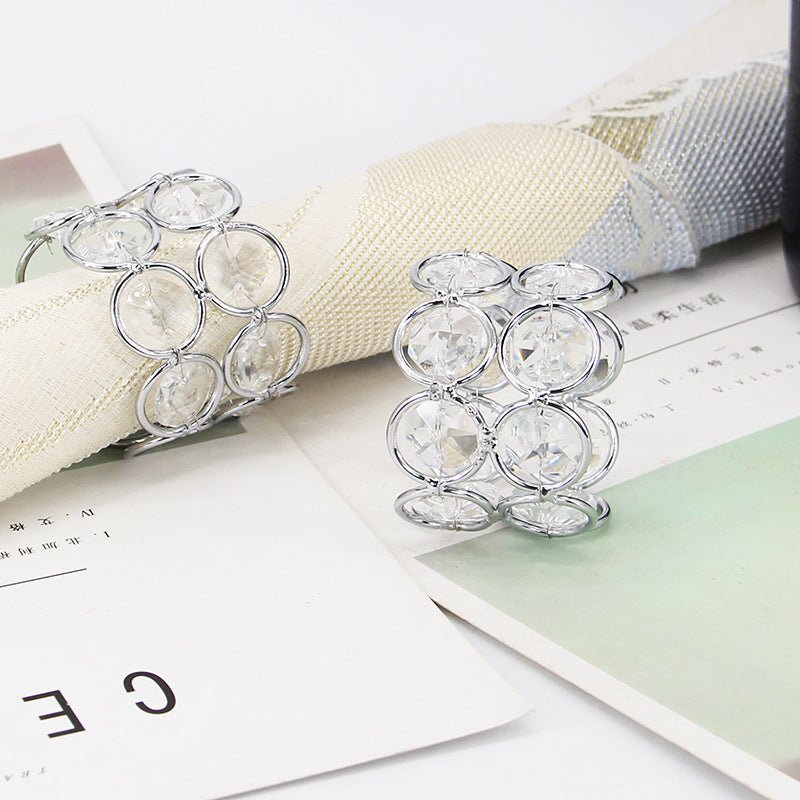 4 Pc Shiny Acrylic Crystal Gem Beaded Napkin Rings Silver - YauSpark