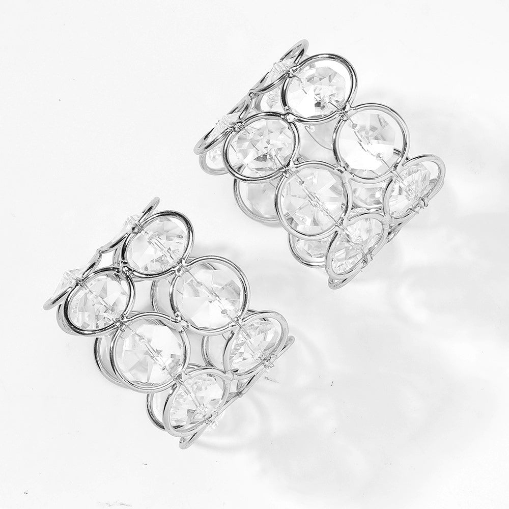 4 Pc Shiny Acrylic Crystal Gem Beaded Napkin Rings Silver - YauSpark