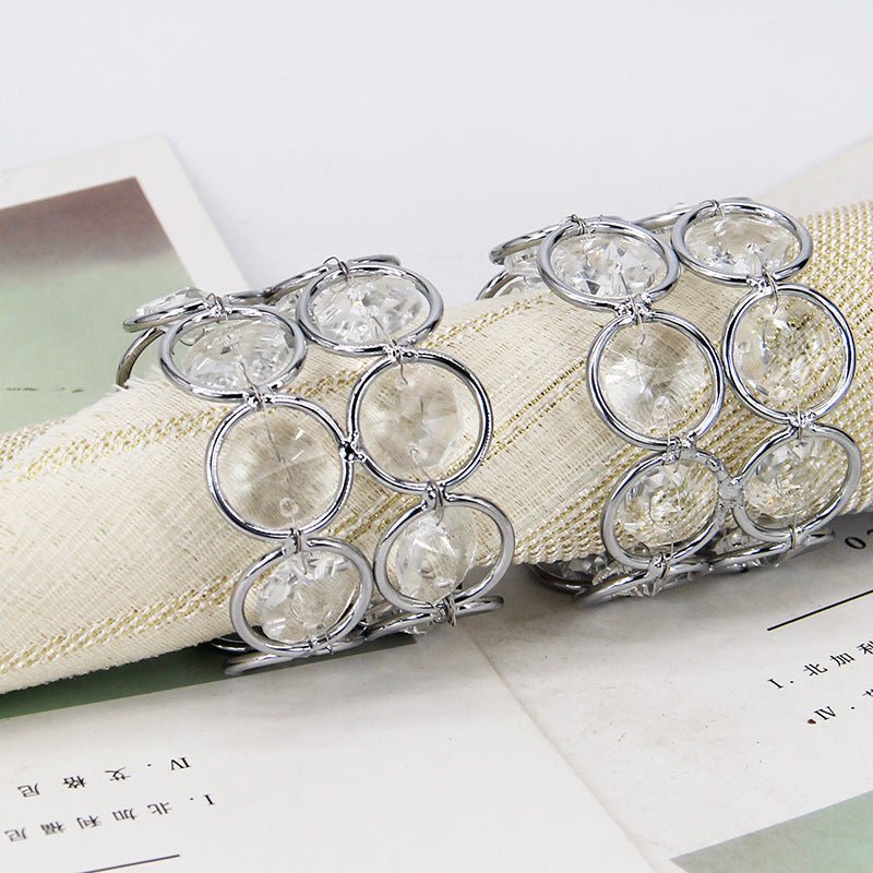 4 Pc Shiny Acrylic Crystal Gem Beaded Napkin Rings Silver - YauSpark