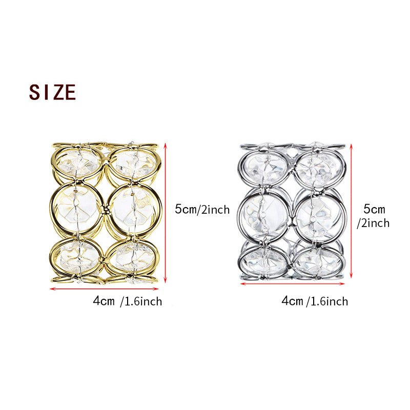 4 Pc Shiny Acrylic Crystal Gem Beaded Napkin Rings Silver - YauSpark