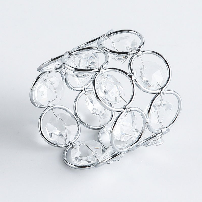 4 Pc Shiny Acrylic Crystal Gem Beaded Napkin Rings Silver - YauSpark