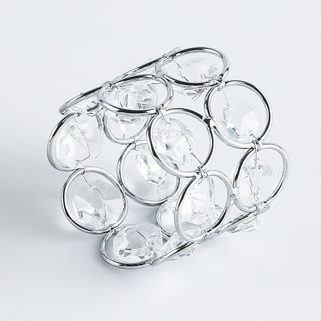 4 Pc Shiny Acrylic Crystal Gem Beaded Napkin Rings Silver - YauSpark