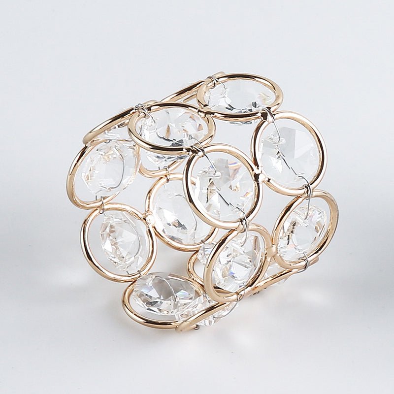 4 Pc ShinyAcrylic Crystal Gem Beaded Napkin Rings Gold - YauSpark