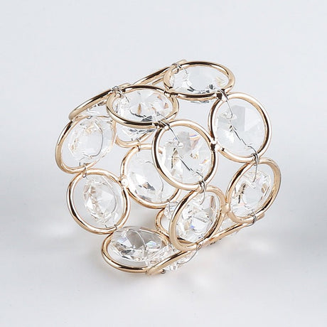 4 Pc ShinyAcrylic Crystal Gem Beaded Napkin Rings Gold - YauSpark