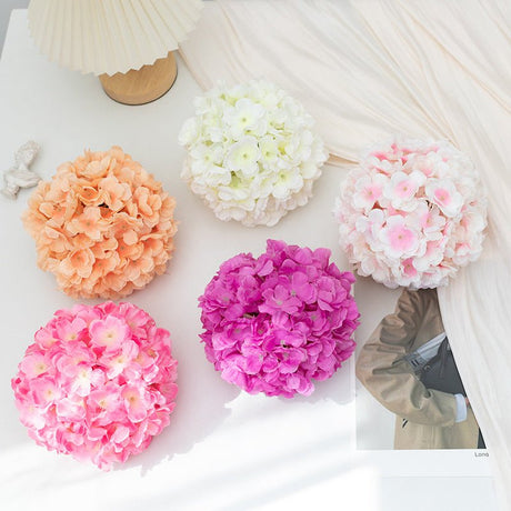 4 Pcs Artificial Silk Hydrangea Kissing Flower Balls 6" Rose Red - YauSpark