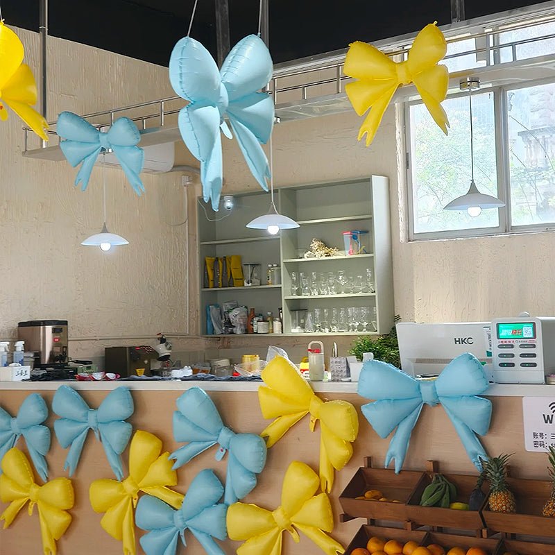 4 Pcs Giant Party Bow Balloons 30"x25" Blue - YauSpark