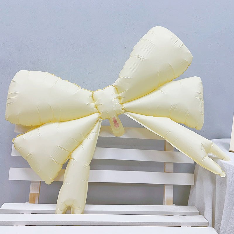 4 Pcs Giant Party Bow Balloons 30"x25" Milky White - YauSpark