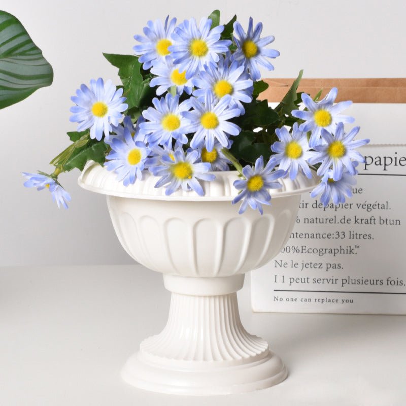 4 Pcs White Crafted All Weather Roman Inspired Pedestal Column Flower Plant Stand Pot - PVC 10" - YauSpark