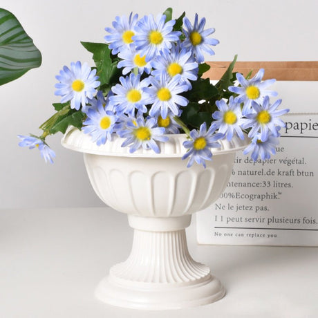 4 Pcs White Crafted All Weather Roman Inspired Pedestal Column Flower Plant Stand Pot - PVC 10" - YauSpark