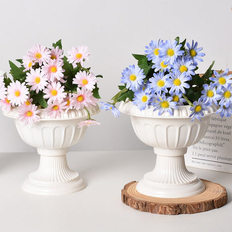 4 Pcs White Crafted All Weather Roman Inspired Pedestal Column Flower Plant Stand Pot - PVC 10" - YauSpark