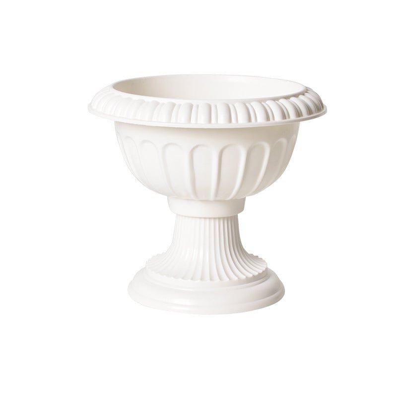 4 Pcs White Crafted All Weather Roman Inspired Pedestal Column Flower Plant Stand Pot - PVC 10" - YauSpark