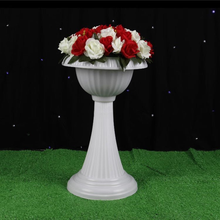 4 Pcs White Italian Inspired Pedestal Stand Flower Plant Pillar 22" Tall PVC - YauSpark