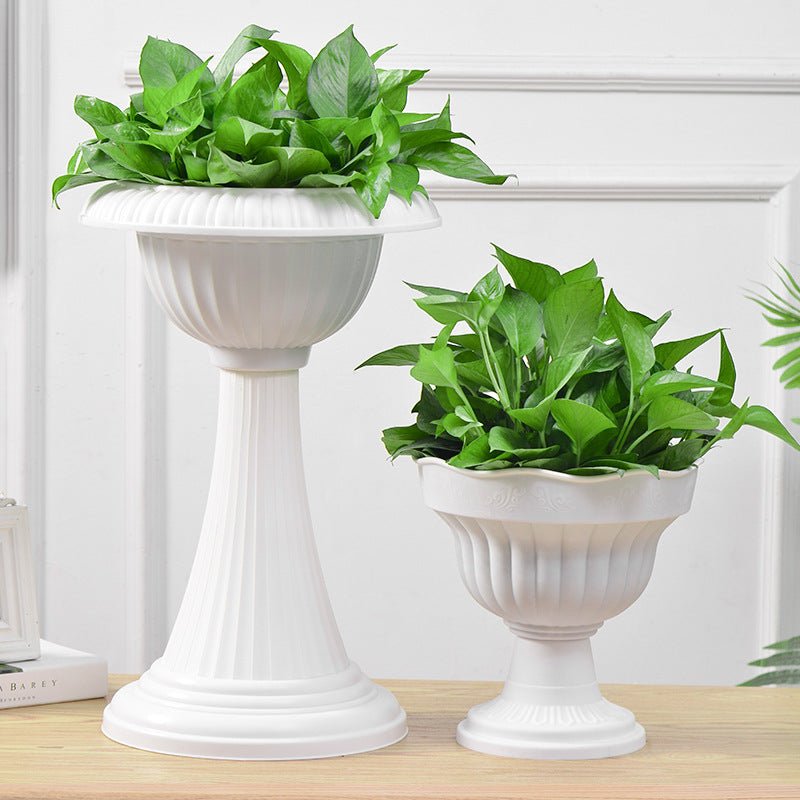 4 Pcs White Italian Inspired Pedestal Stand Flower Plant Pillar 22" Tall PVC - YauSpark