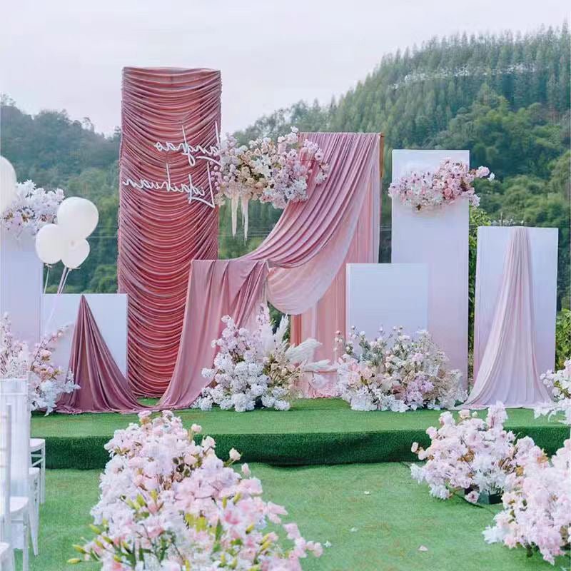 4 - Way Stretch Spandex Backdrop Drape Curtain Bean Paste Pink - YauSpark