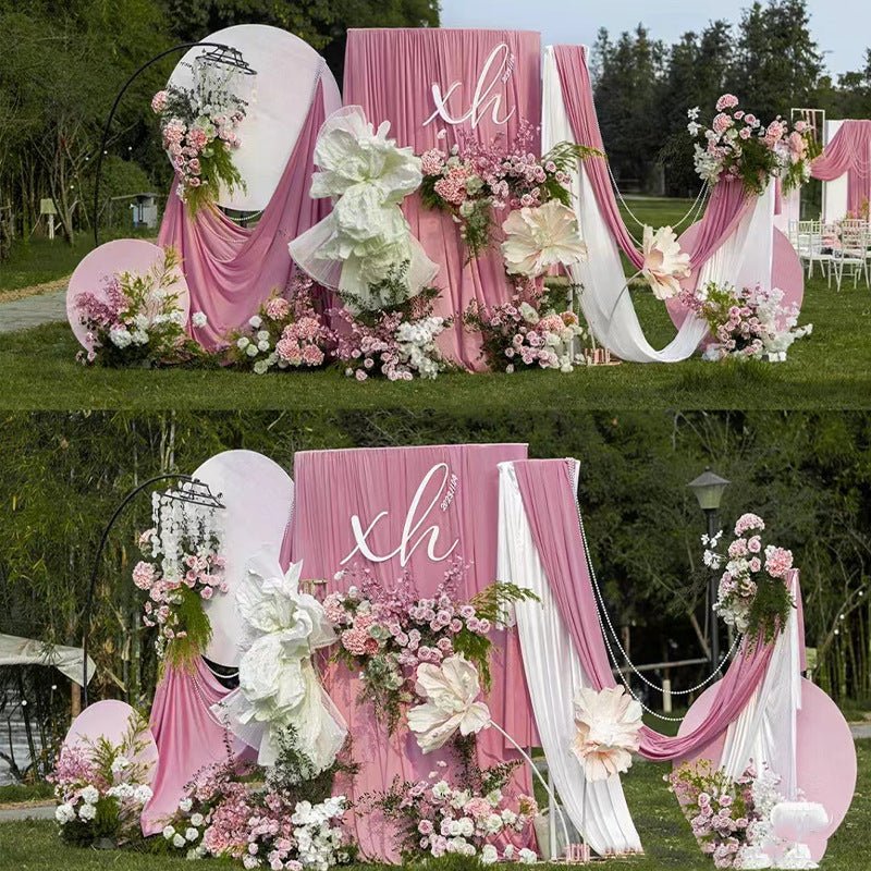 4 - Way Stretch Spandex Backdrop Drape Curtain Bean Paste Pink - YauSpark