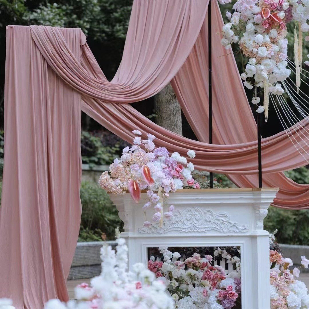 4 - Way Stretch Spandex Backdrop Drape Curtain Bean Paste Pink - YauSpark