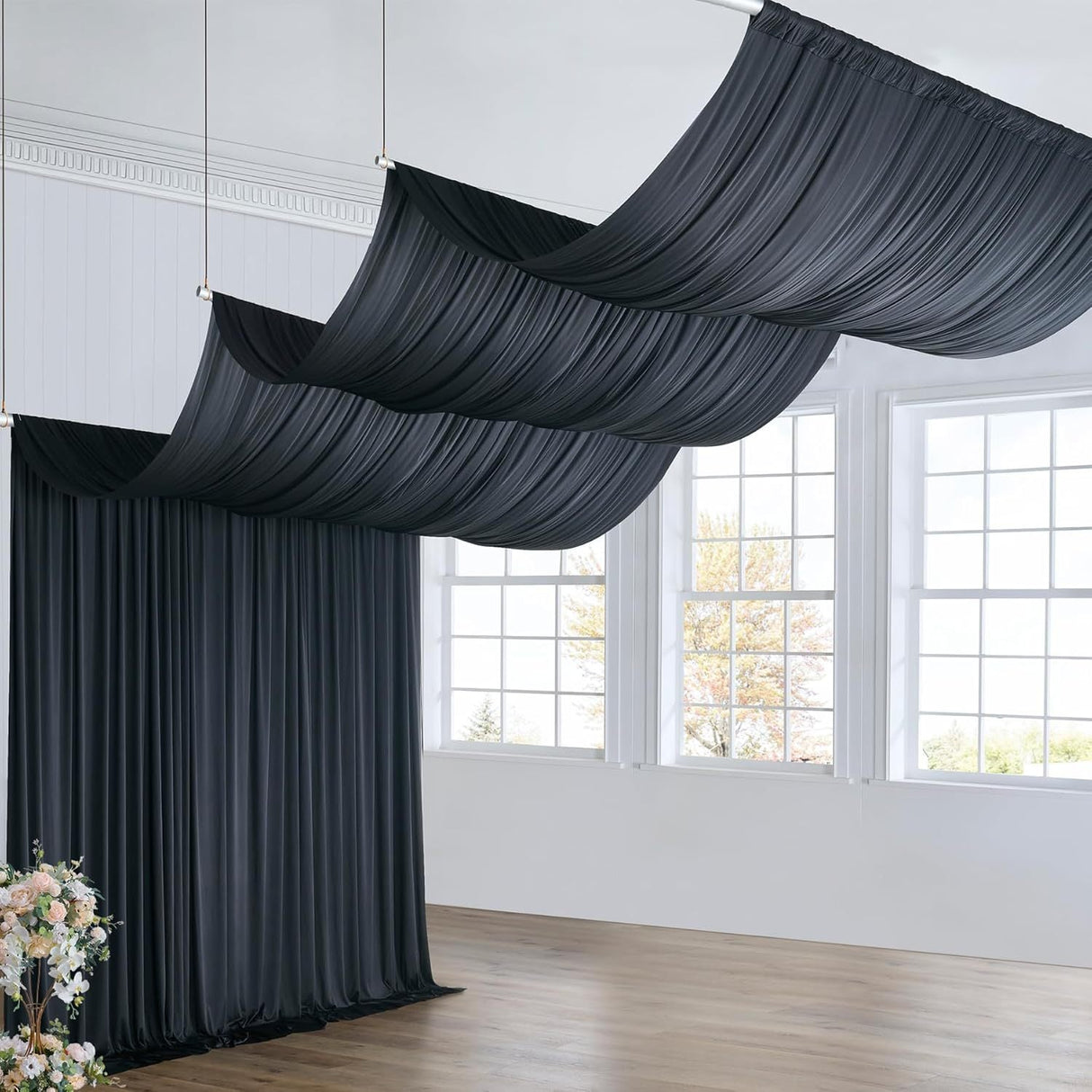 4 - Way Stretch Spandex Backdrop Drape Curtain Black - YauSpark