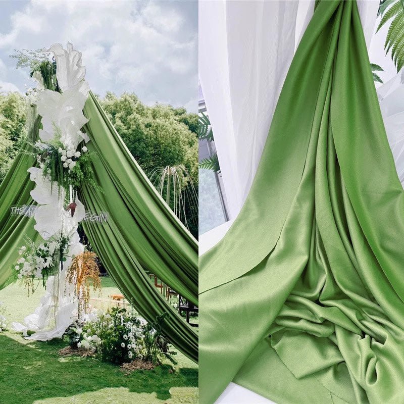 4 - Way Stretch Spandex Backdrop Drape Curtain Light Avocado Green - YauSpark
