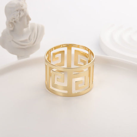 4Pc Aluminum Hollow Napkin Ring Gold - YauSpark