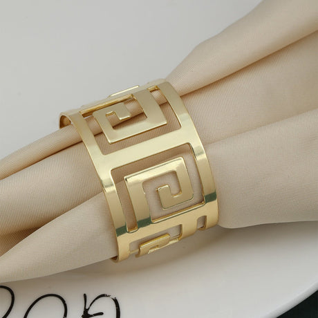 4Pc Aluminum Hollow Napkin Ring Gold - YauSpark