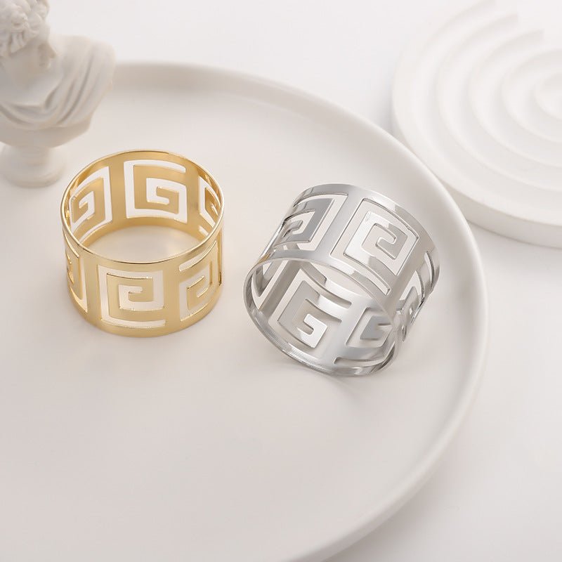 4Pc Aluminum Hollow Napkin Ring Silver - YauSpark