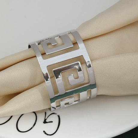 4Pc Aluminum Hollow Napkin Ring Silver - YauSpark