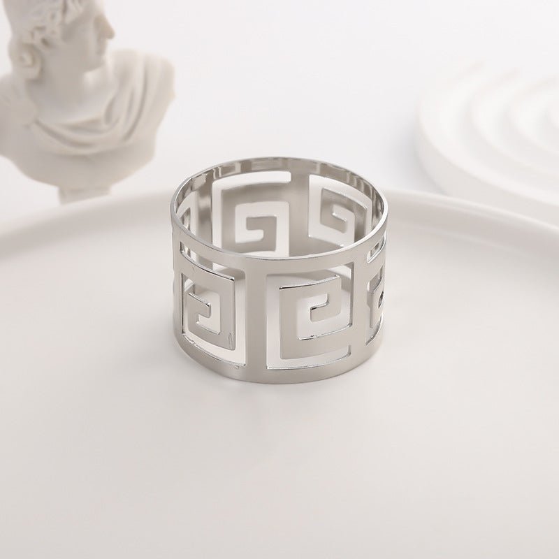4Pc Aluminum Hollow Napkin Ring Silver - YauSpark
