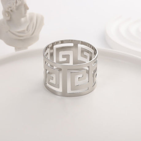 4Pc Aluminum Hollow Napkin Ring Silver - YauSpark