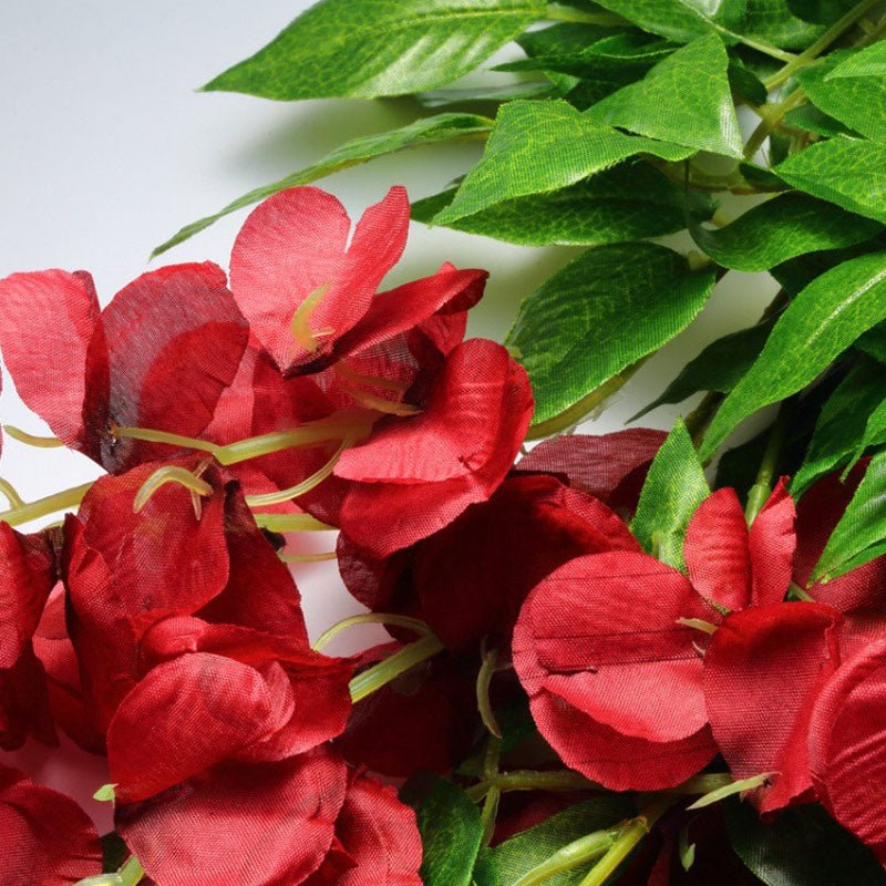 5 Pc Artificial Silk Hanging Wisteria Flower Garland Vines, 3 Strands in 1 Bush 44" Burgundy - YauSpark