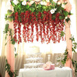 5 Pc Artificial Silk Hanging Wisteria Flower Garland Vines, 3 Strands in 1 Bush 44" Burgundy - YauSpark