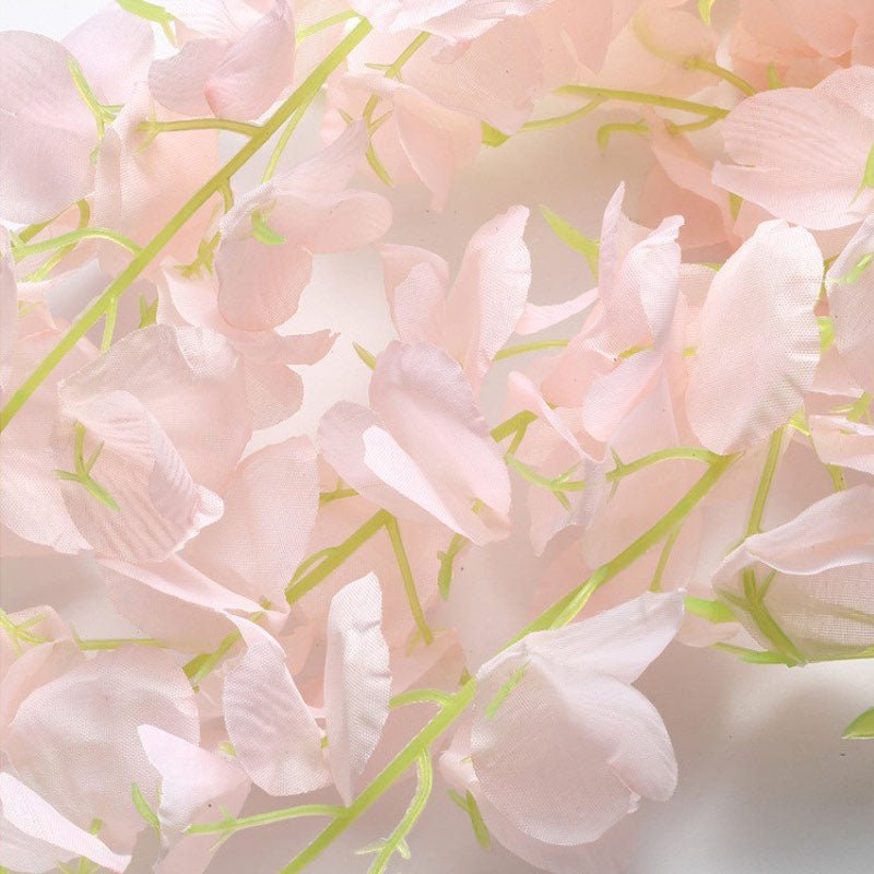 5 Pc Artificial Silk Hanging Wisteria Flower Garland Vines, 3 Strands in 1 Bush 44" Light Pink - YauSpark