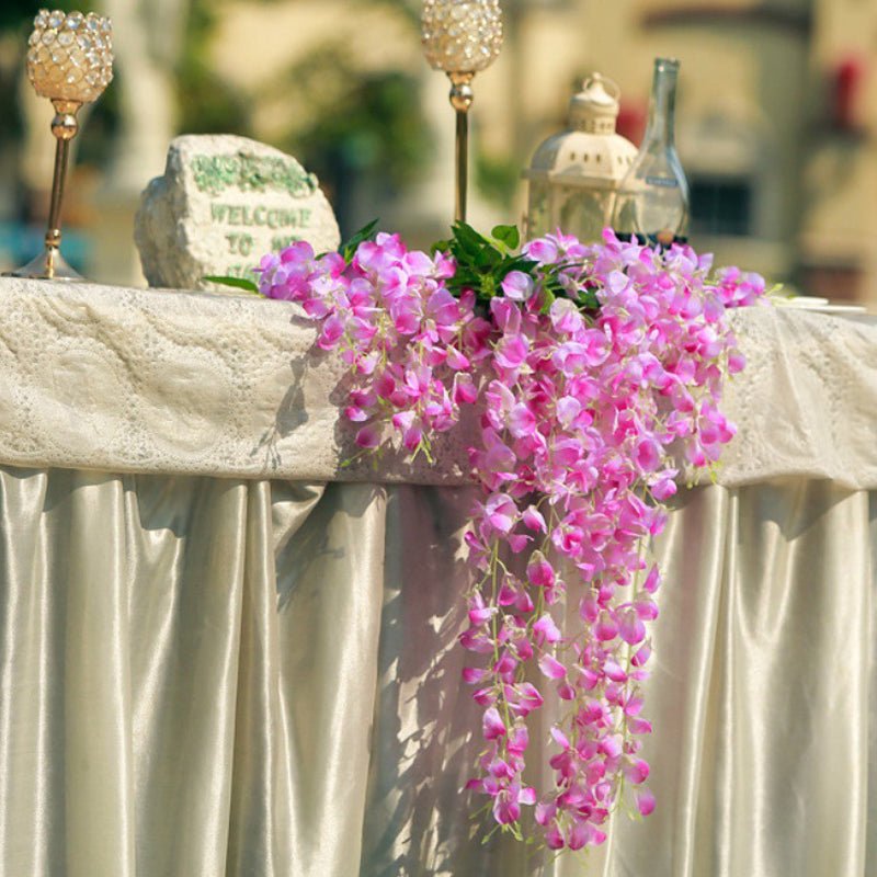 5 Pc Artificial Silk Hanging Wisteria Flower Garland Vines, 3 Strands in 1 Bush 44" Light Purple - YauSpark