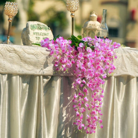 5 Pc Artificial Silk Hanging Wisteria Flower Garland Vines, 3 Strands in 1 Bush 44" Light Purple - YauSpark