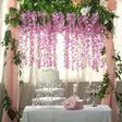 5 Pc Artificial Silk Hanging Wisteria Flower Garland Vines, 3 Strands in 1 Bush 44" Light Purple - YauSpark