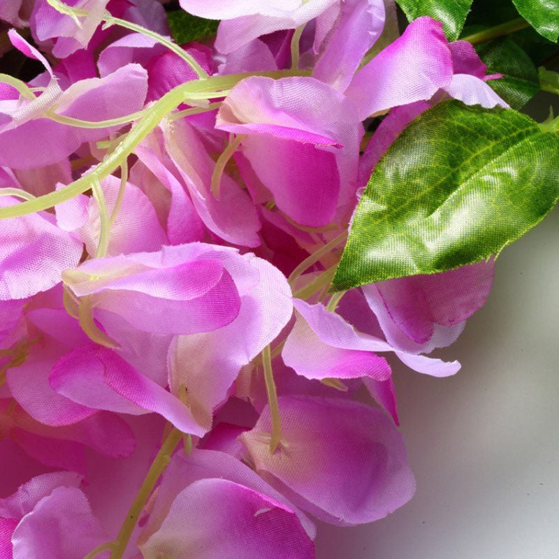 5 Pc Artificial Silk Hanging Wisteria Flower Garland Vines, 3 Strands in 1 Bush 44" Light Purple - YauSpark