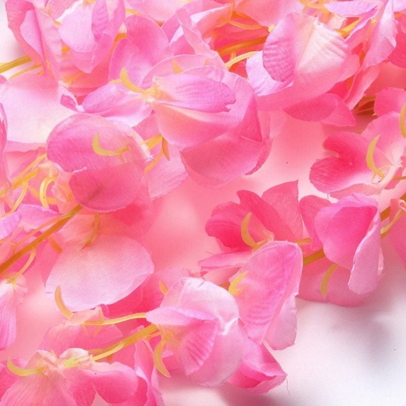 5 Pc Artificial Silk Hanging Wisteria Flower Garland Vines, 3 Strands in 1 Bush 44" Pink - YauSpark