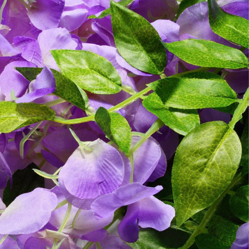 5 Pc Artificial Silk Hanging Wisteria Flower Garland Vines, 3 Strands in 1 Bush 44" Purple - YauSpark