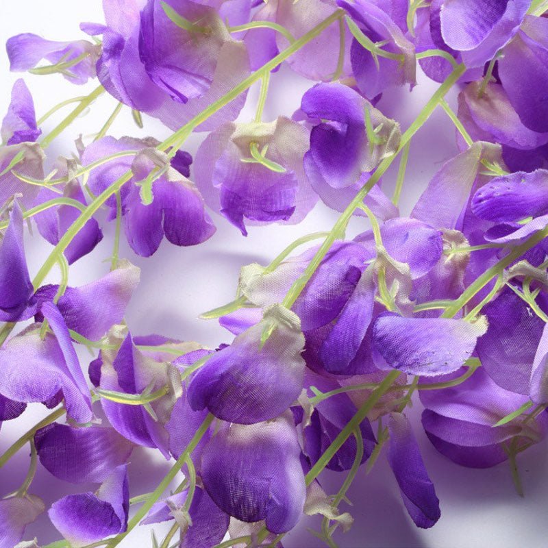 5 Pc Artificial Silk Hanging Wisteria Flower Garland Vines, 3 Strands in 1 Bush 44" Purple - YauSpark