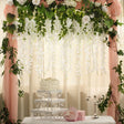5 Pc Artificial Silk Hanging Wisteria Flower Garland Vines, 3 Strands in 1 Bush 44" White - YauSpark