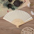 5 Pc Asian Silk Folding Fans Party Favors Beige - YauSpark